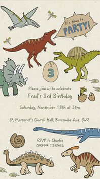 Digital Download Kids Party Invitation Dinosaur Theme, 3 of 3