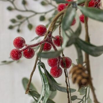 Iced Red Berry Garland With Frosted Leaves, 5 of 10