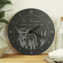 Personalised Highland Cow Natural Slate Clock, thumbnail 2 of 6