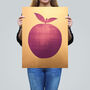 Plum Apple On Gold Fruity Simple Kitchen Wall Art Print, thumbnail 2 of 6