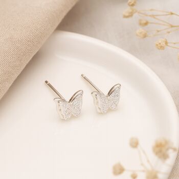 Sterling Silver Butterfly Stud Earrings – 7mm, 4 of 8