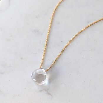 Clear Quartz Teardrop April Birthstone Necklace, 2 of 7