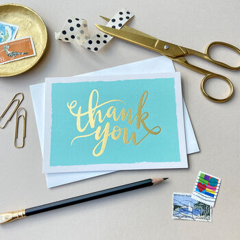 Thank You Script Box Set Of Eight Pastel Note Cards, 5 of 10