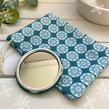 Blue Daisy Fabric Pocket Mirror, 2 of 4