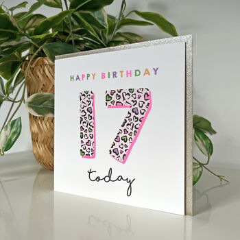 Leopard Love 17th Birthday Card, 2 of 3