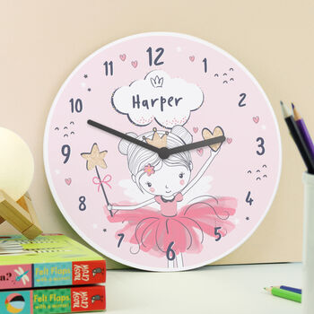 Personalised Princess Ballerina Kids Clock, 4 of 4