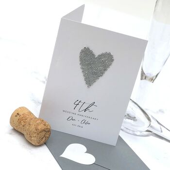 4th Linen Heart Personalised Wedding Anniversary Card, 4 of 4