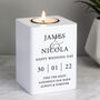 Personalised Couples White Wooden Tea Light Holder, thumbnail 1 of 4