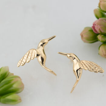 18ct Gold Hummingbird Stud Earrings, 5 of 6
