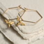 Hexagon Bee Hoop Earrings, thumbnail 1 of 6