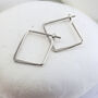 Rectangle Hoop Earrings In Sterling Silver, thumbnail 3 of 8