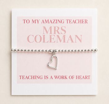 Thank You Teacher Silver Bracelet Personalised Gift, 3 of 8