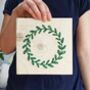 Personalised Embroidered Floral Wreath Wood Art, thumbnail 5 of 6