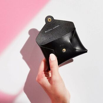 Personalised Black Leather Card + Coin Purse, 2 of 6