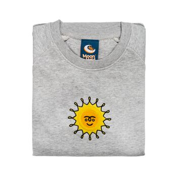 Morning Sun Embroidered Sweatshirt Marl Grey, 2 of 6