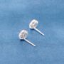Pink Zircon Stone Heart Stud Earrings, Minimalistic Studs, thumbnail 4 of 7