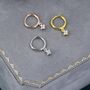 Sterling Silver Extra Tiny Hydrangea Flower Cz Huggie Hoop Earrings, thumbnail 2 of 12