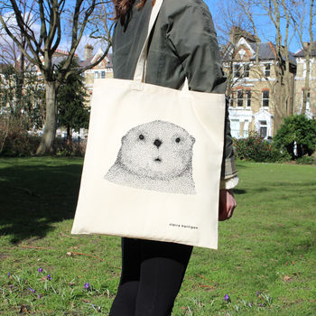 Curious Otter Cotton Tote Bag, 2 of 4