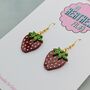 Strawberry Small Resin Glitter Earrings, thumbnail 4 of 4