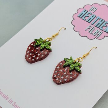 Strawberry Small Resin Glitter Earrings, 4 of 4