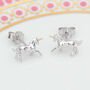 Sterling Silver And 18ct Gold Mini Unicorn Earrings, thumbnail 2 of 7