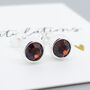 Sterling Silver January Garnet Birthstone Stud Earrings, thumbnail 1 of 7