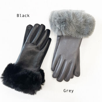 Soft Vegan Leather Gloves With Faux Fur Cuff, 10 of 11
