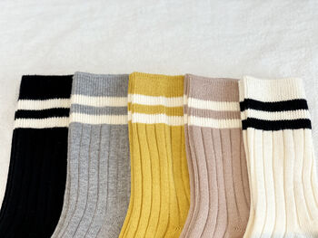 Five Pack Of Double Line Kids Socks, Free Size, 4 of 5