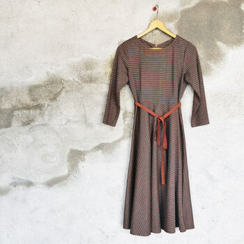 Holborn Striped Jersey Dress Grey Brown, 7 of 8