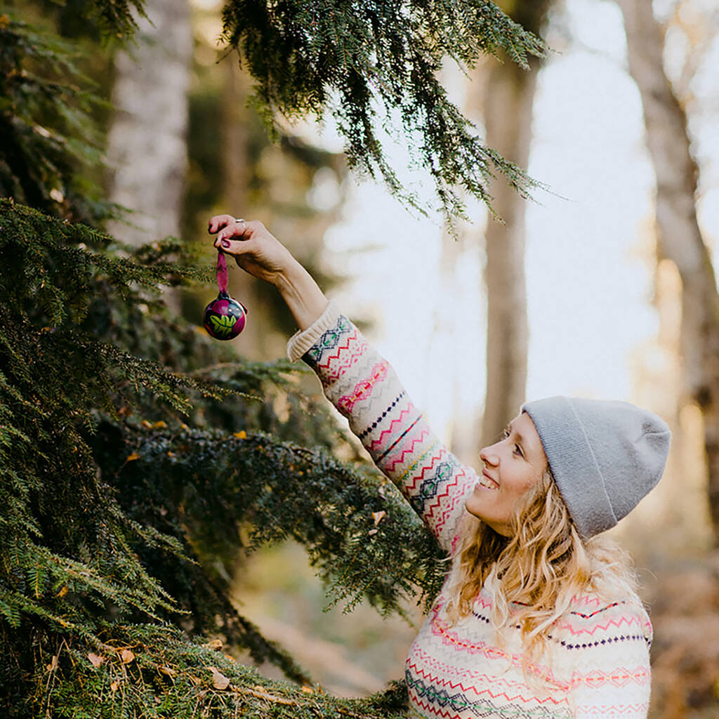 Botanical Fruits Christmas Ceramic Bauble By Laura Barnes