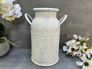 White Metal Milk Churn Vase – Round Decorative, 4 of 12