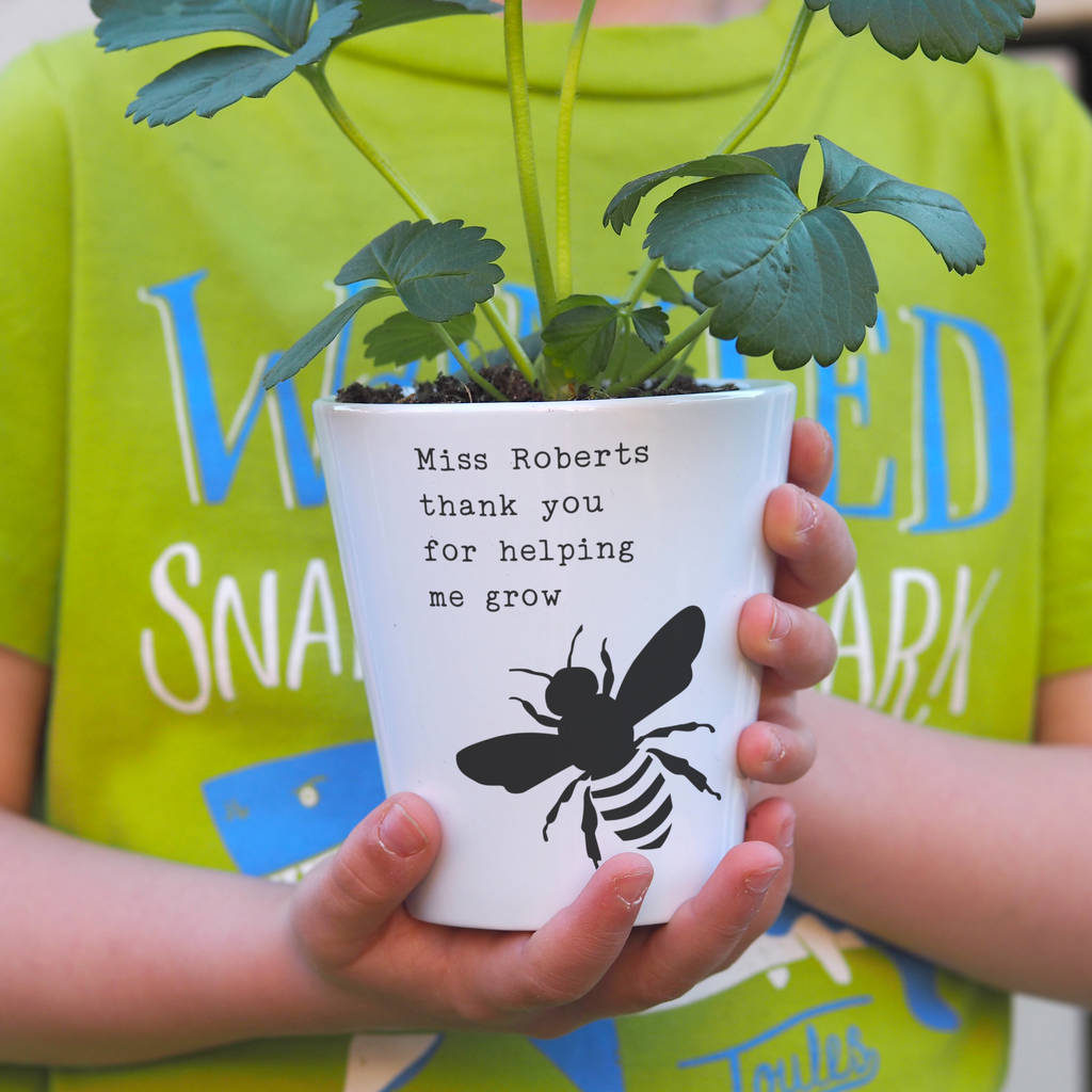'Bee' Personalised Teacher Plant Pot Gift By So Close