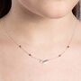 Kids Sterling Silver Bird And Rose Gold Hearts Necklace, thumbnail 1 of 6