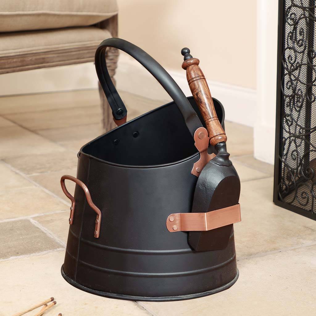 Copper Fireside Fuel Bucket With Shovel, 1 of 7