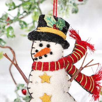 Felt Snowman Christmas Tree Decoration, 2 of 2
