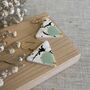 Mint Green Triangle Ceramic Dangle Earrings Gold Plated, thumbnail 3 of 8