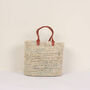 Pleated Leather Handle Basket Bag, Terracotta, thumbnail 2 of 5