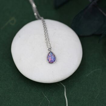 Droplet Purple Opal Pendant Necklace In Sterling Silver, 2 of 10