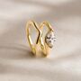Gold Sculptural Ring Set With Bezel Set Marquise Stone, 18k Gold Vermeil Stacking Rings, thumbnail 1 of 8