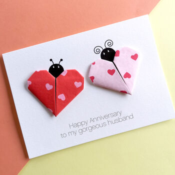 Personalised Love Bug Origami Anniversary Card, 2 of 5