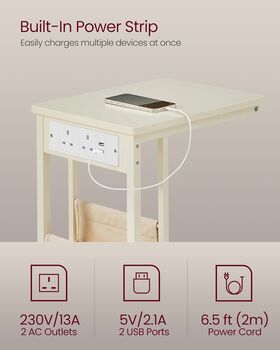 Side Table With Charging Station, Usb Ports And Outlets, 4 of 9