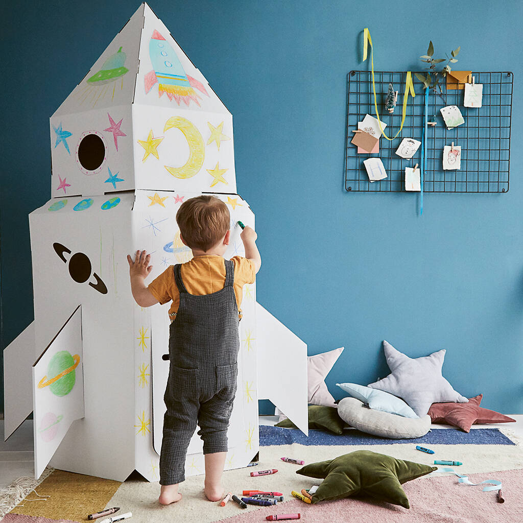 Kid-Eco Cardboard Rocket Playhouse Kit White