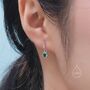 Sterling Silver Green Cz Huggie Hoop Earrings With Sleeper Hoops, thumbnail 5 of 12