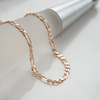 Rose Gold Figaro Chain Necklace, 3 of 5