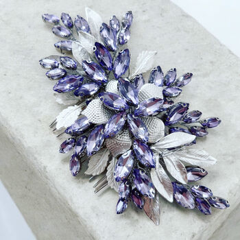 Lilac Crystal And Silver Leaf Headpiece, 5 of 5
