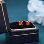 Sterling Silver Natural Red Carnelian Stud Earrings, thumbnail 2 of 11