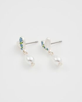 Forget Me Not Heart And Pearl Earrings Silver, 5 of 9