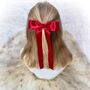 Girls Christmas Red Hair Bow Barrette In Satin, thumbnail 1 of 5