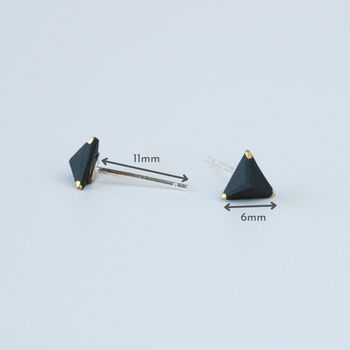 Sterling Silver Black Triangle Stud Earrings, 3 of 4