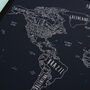 Detailed Personalised World Travel Pinboard Map, thumbnail 7 of 12